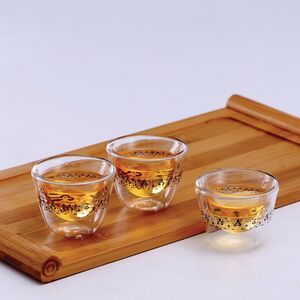 Parfait 6-Piece Double Wall Tea Cup Set Clear and Black Parfait 6-Piece Double Wall Tea Cup Set Clear and Black